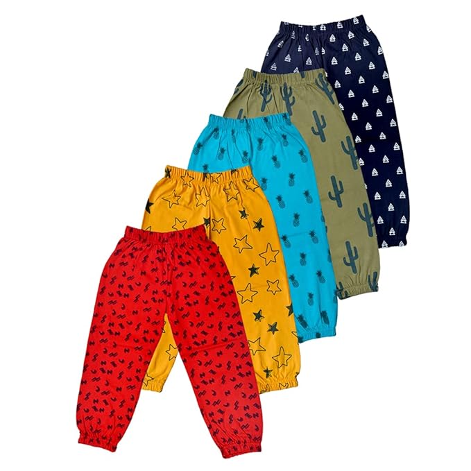 T2F Boy's Cotton Regular Fit Printed Track Pant (Pack of 5)