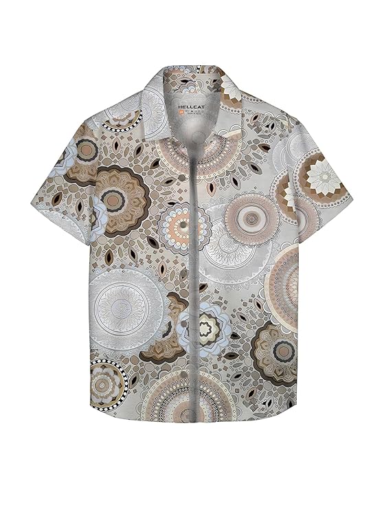 HELLCAT Trendy Regular Fit Printed Causal Half Sleeve Shirt for Boys